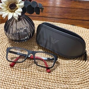 Emporio Armani Black & Red Glasses with Case